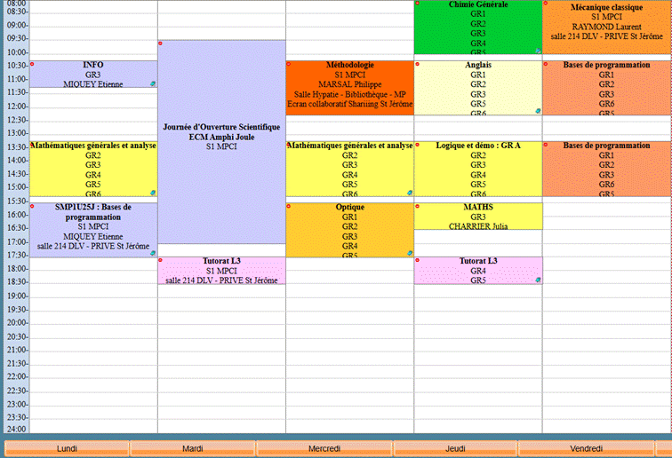 Emploi du temps L1